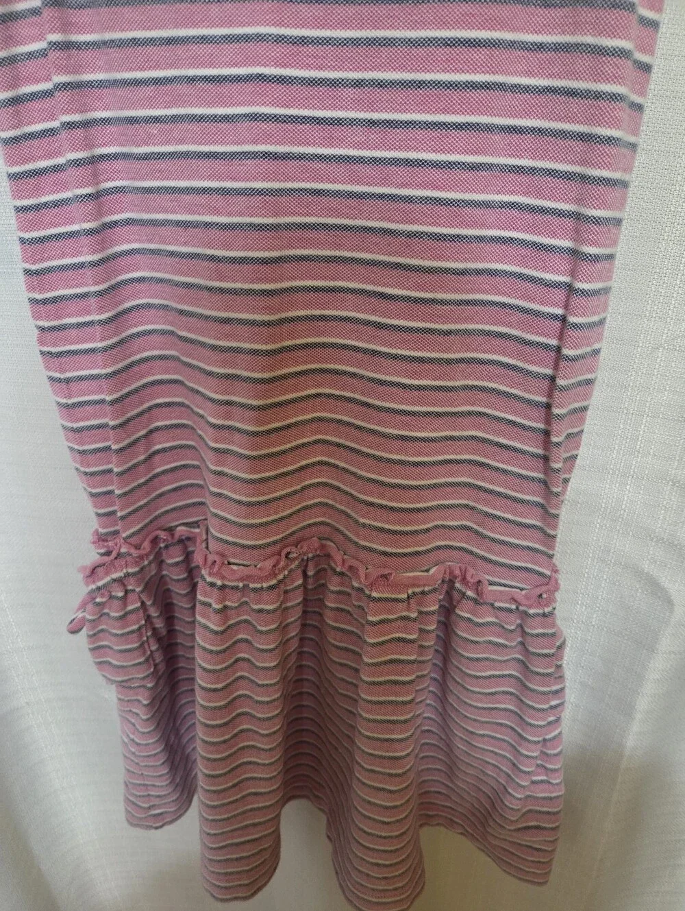 Ralph Lauren Girl’s XL 16 Tank Dress Summer Polo Mesh Striped Pink Blue White